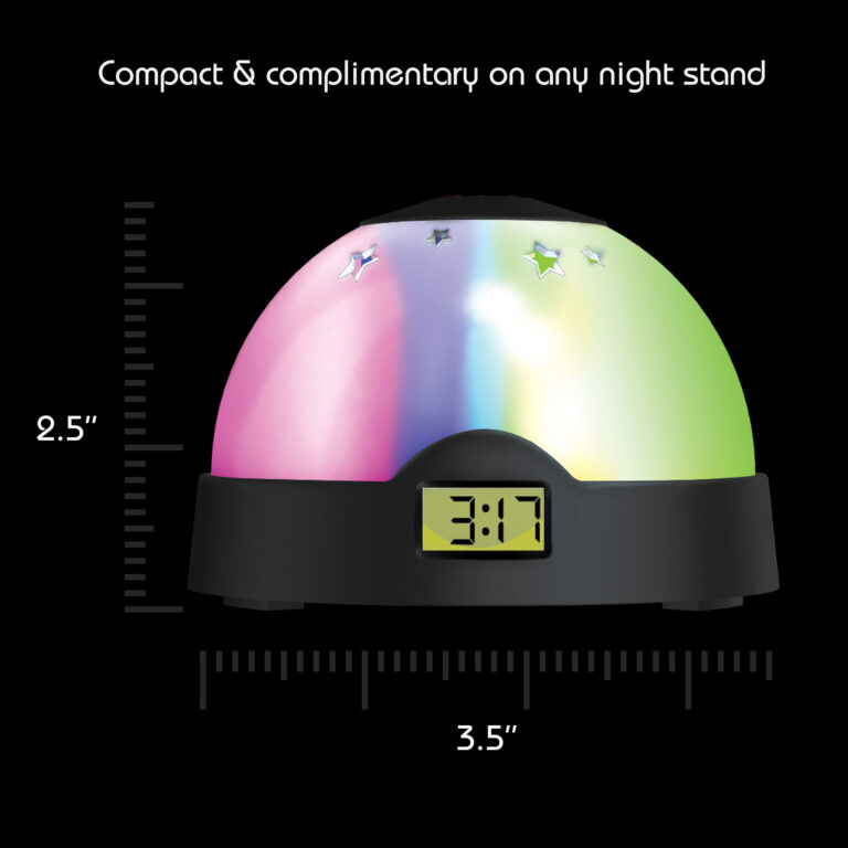 The clock’s lightweight and compact design means you can place it just about anywhere to complement any space with fun lighting.