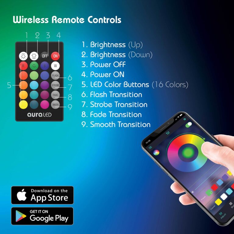 The included wireless remote lets you customize the ColorBar however you like and easily control the light color, brightness, and rhythm scheme.