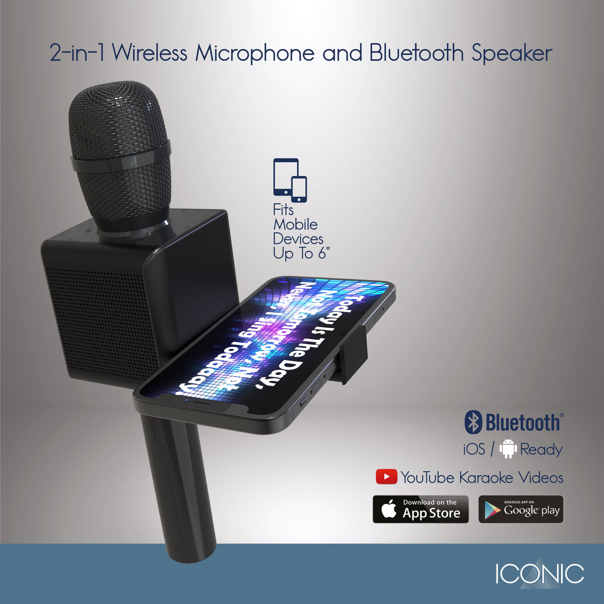 Tzumi PopSolo - Micrófono de karaoke recargable Bluetooth y mezclador de  voz con soporte para teléfono inteligente, ideal para todas las edades