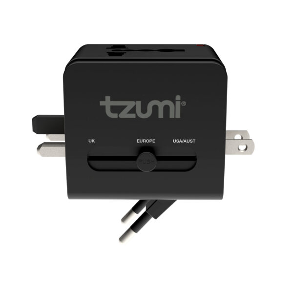Tzumi Universal Travel Adapter with USB-A and USB-C Ports