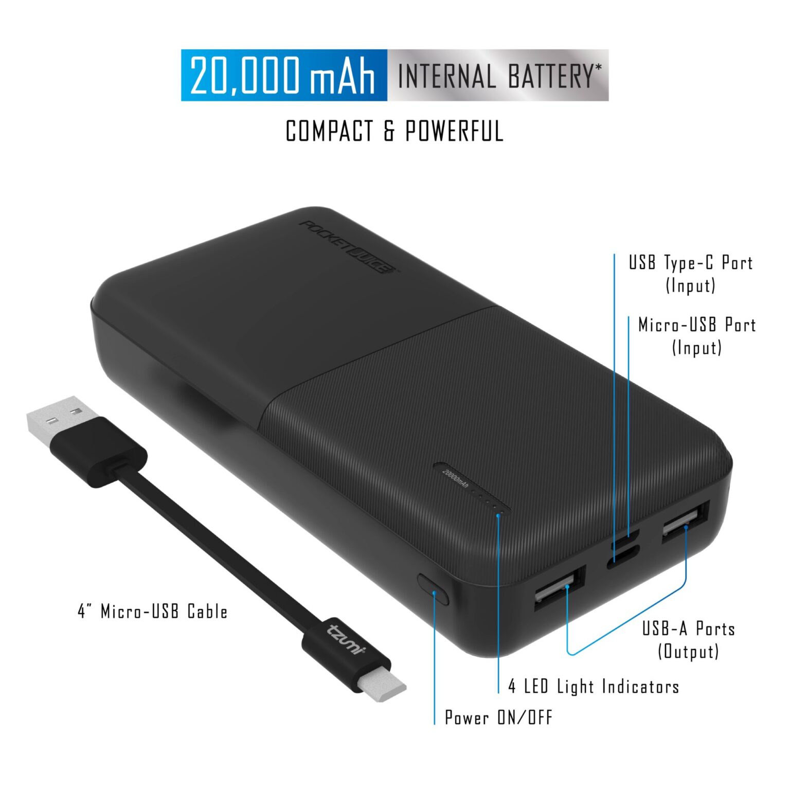 Pocket Juice 20,000mAh Slim Pro Tzumi®