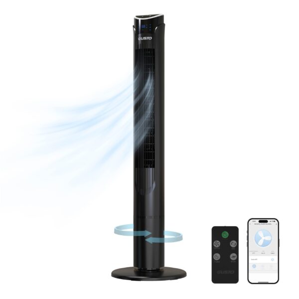 Gusto Tower Fan 40 in with Wi-Fi (Black)