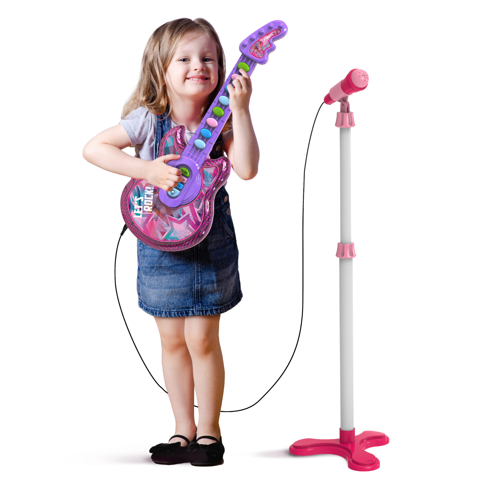 Kiddos Guitar and Mic Sing Along Toy Set, Pink – Tzumi®