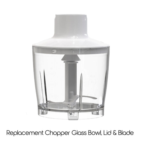 Puree 6-Piece Immersion Blender Set Replacement Glass Bowl, Lid and Blade