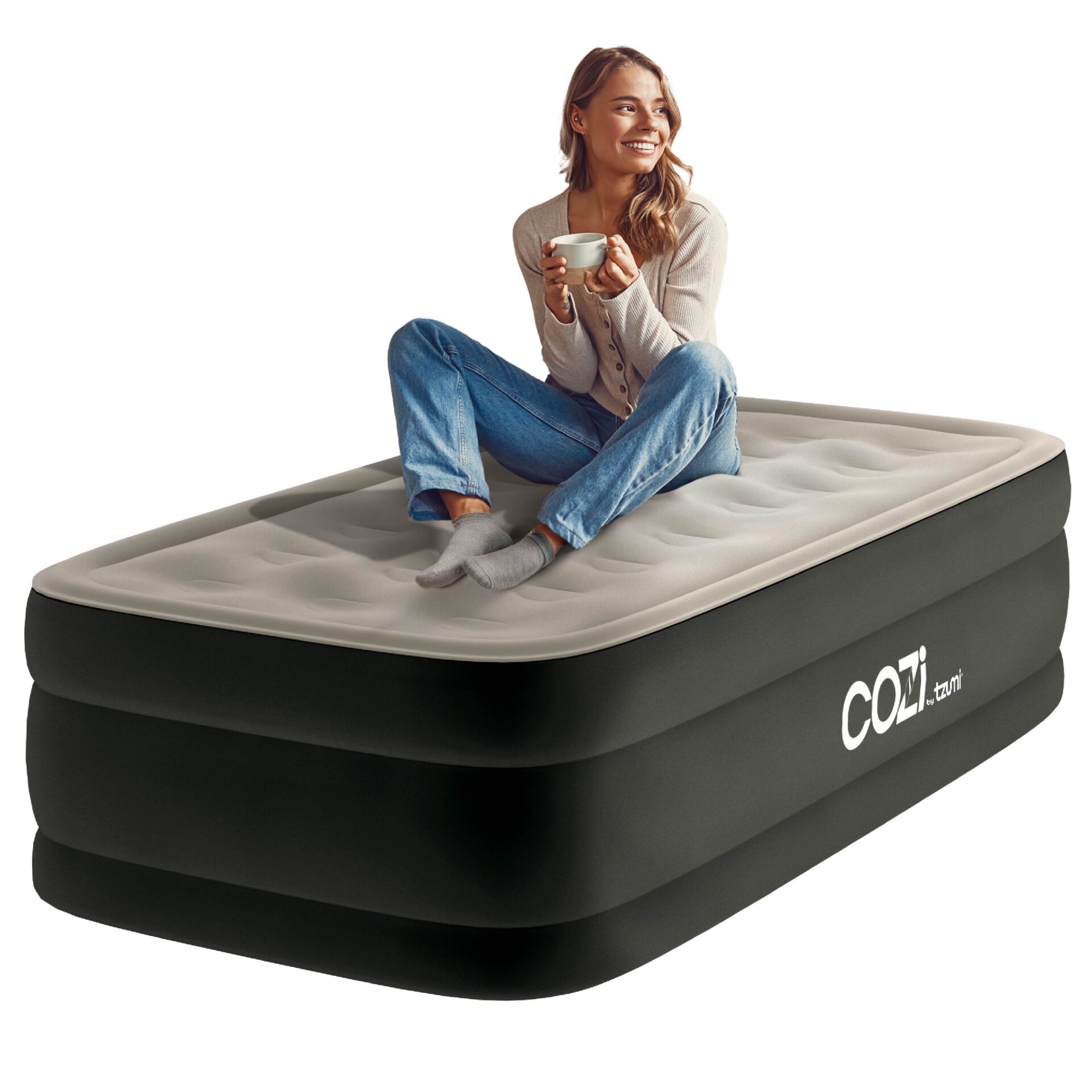 Cozi 13” Twin Size Air Mattress Inflatable Bed with Built-In Pump