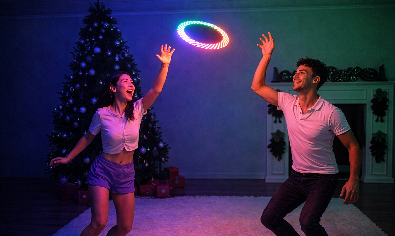 A woman sitting while wearing a black heated belt