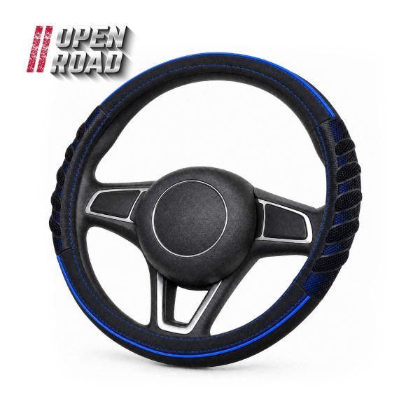Open Road Rubberized Sport Steering Wheel Cover (Blue)