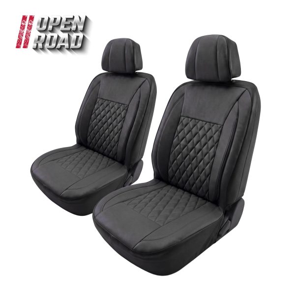 Open Road Diamond Stitch Front Seat Cover (Gray)