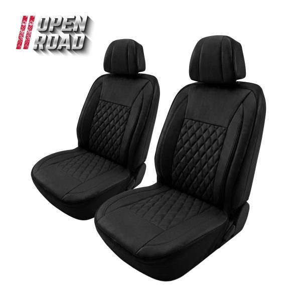 Open Road Diamond Stitch Front Seat Cover (Black)