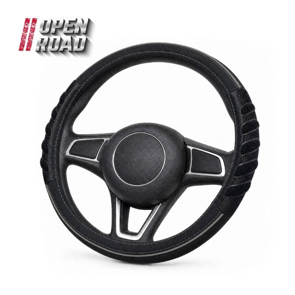 Open Road Rubberized Sport Steering Wheel Cover (Black)